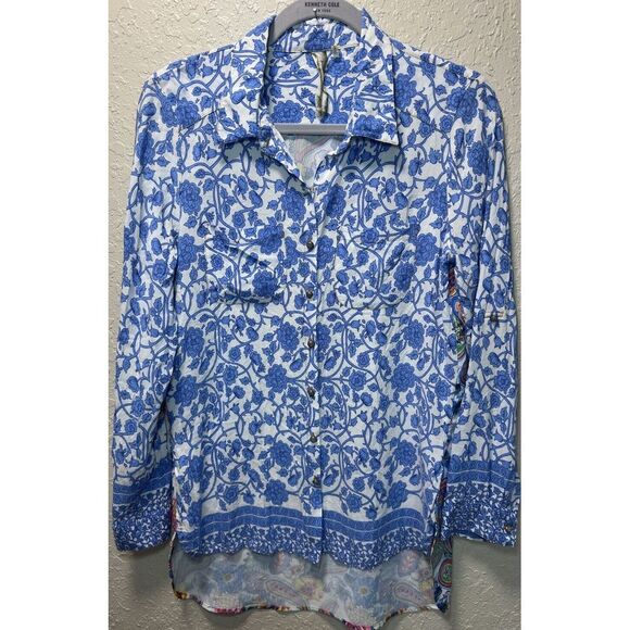Aratta Silent Journey Blouse Women's Medium Long Sleeve Button Anthropologie #28 - Picture 1 of 10